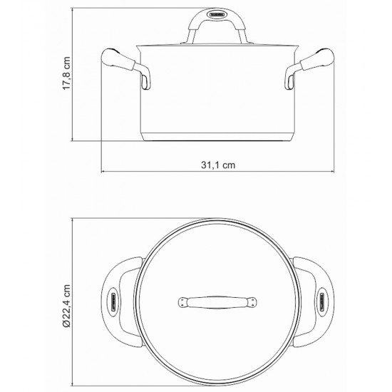 Caçarola 20cm 3,6 Litros Funda Duo Silicone Aço Inox Tramontina Com Tampa E Alças Em Silicone